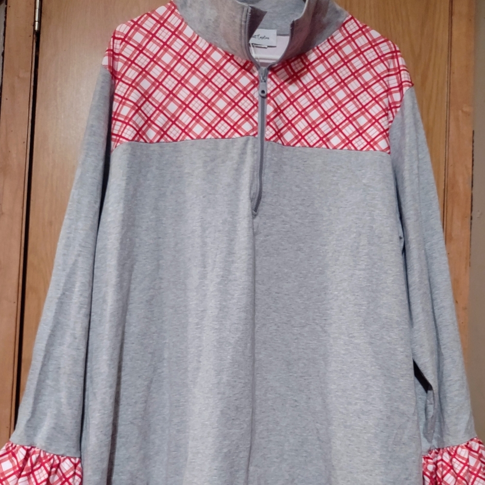Sweet Caroline Dress Womens Size XL Color Gray 1/4 Zip Elbow Patches Long Sleeve